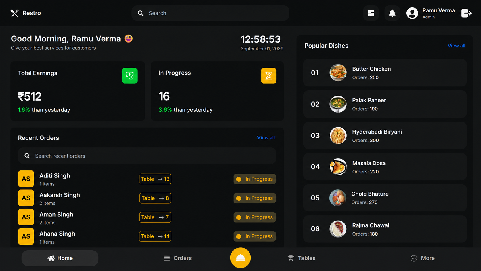 Restaurant POS interface preview